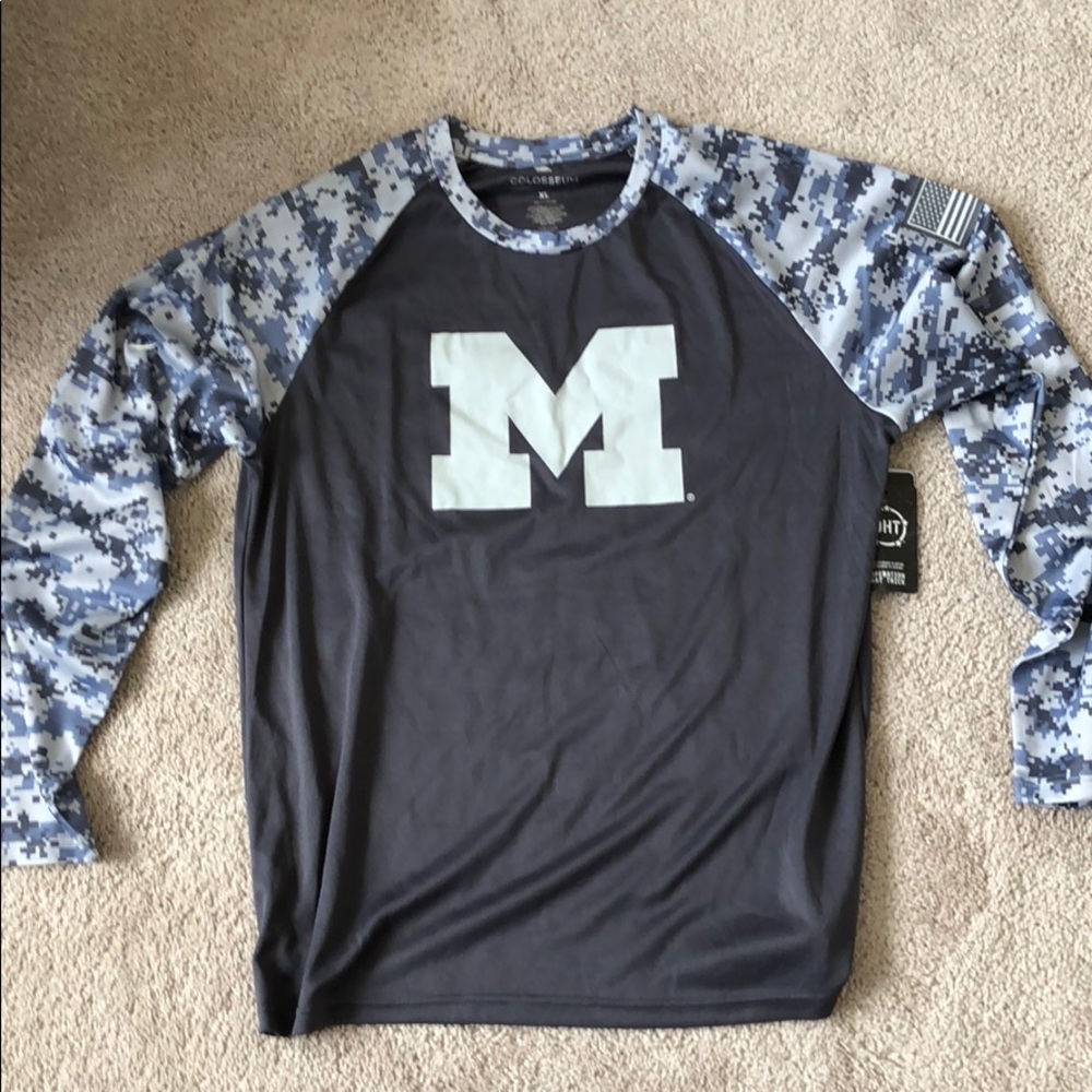 Michigan long sleeve blue camo